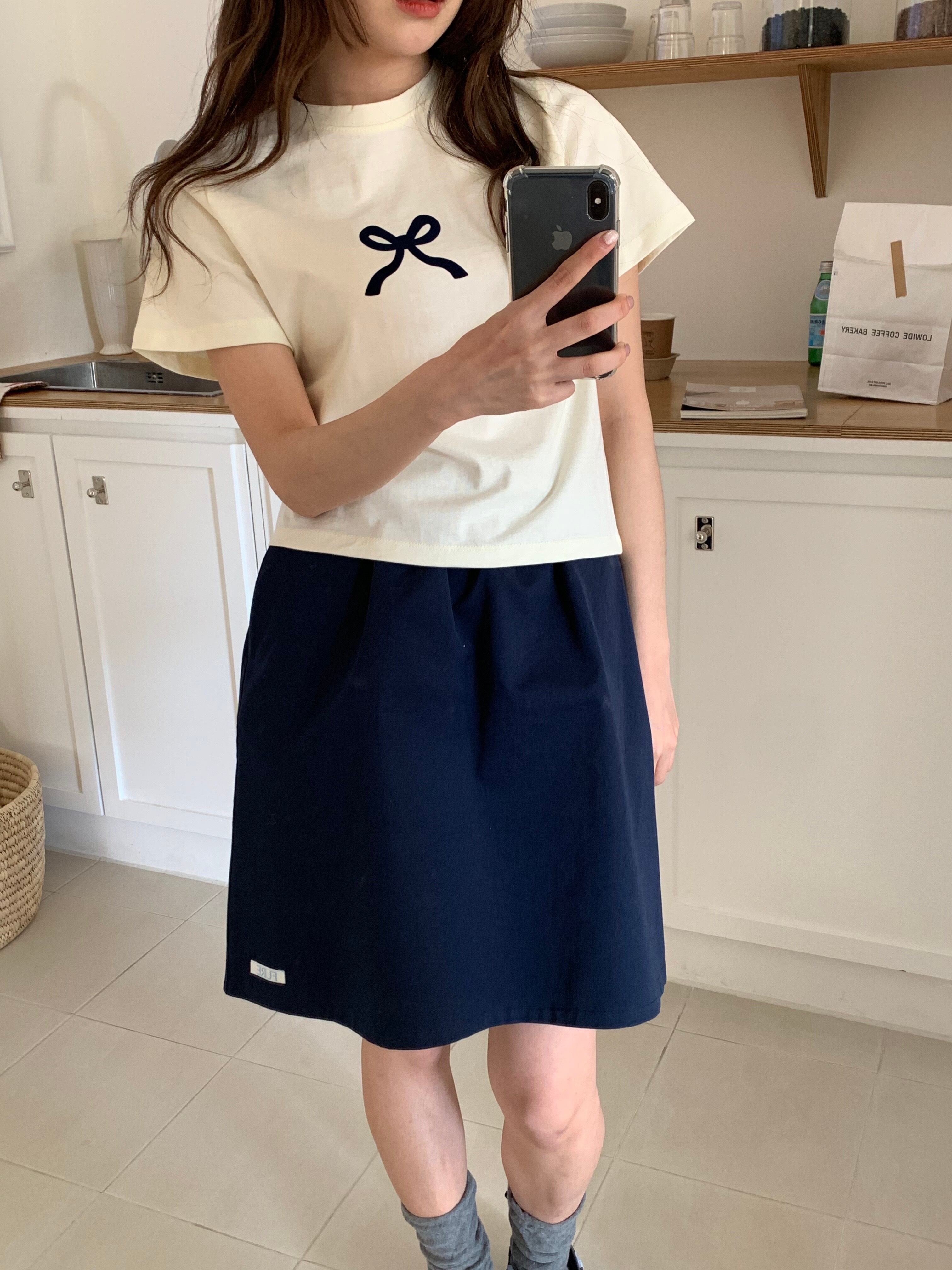 (即納)fure / ribbon tee 2color