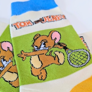♧【 crew socks / クルーソックス 】Tom and Jerry ( トムとジェリー ) / トムジェリ / 靴下 / フリーサイズ〚アメリカン雑貨 アメトイ〛
