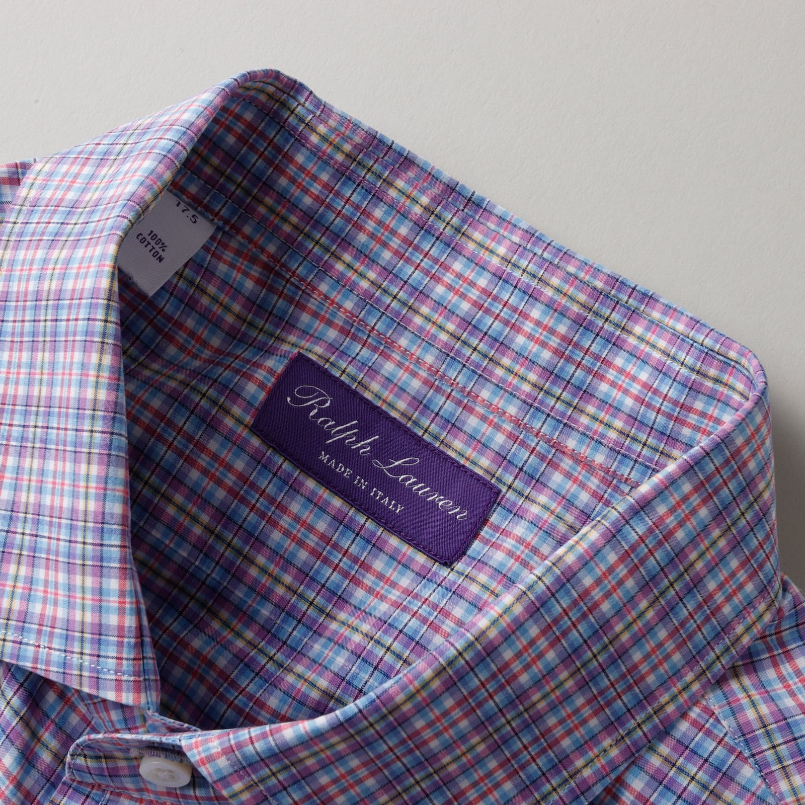 未使用】Ralph Lauren Purple Label special cotton check shirt made
