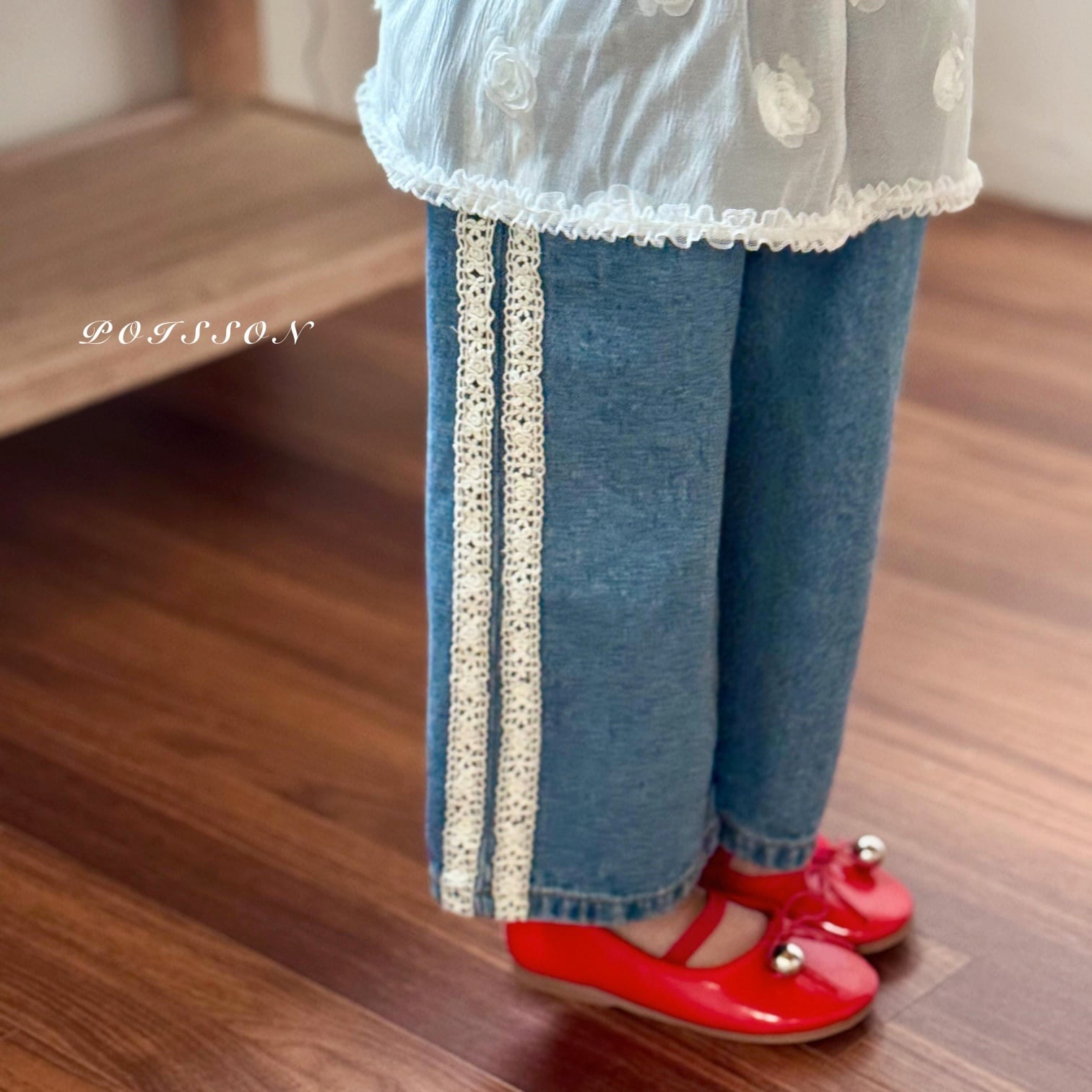 «予約»«ジュニアサイズあり»«poisson» ラインデニムパンツ