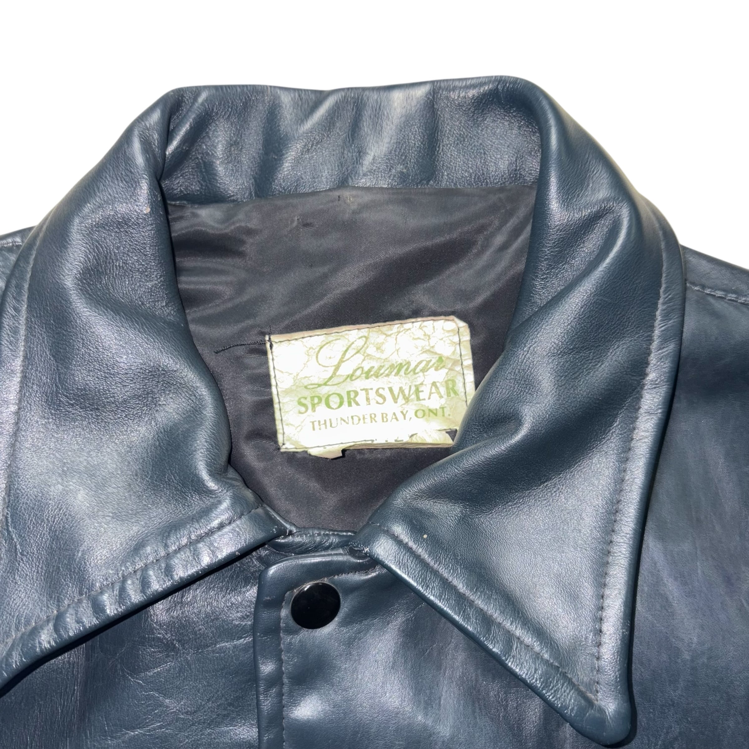 vintage 1970's~80's navy leather award jacket | NOIR ONLINE