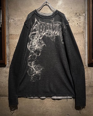 【Caka】“Affliction” "Reversible" Gothic Graphic Thermal L/S T-Shirt