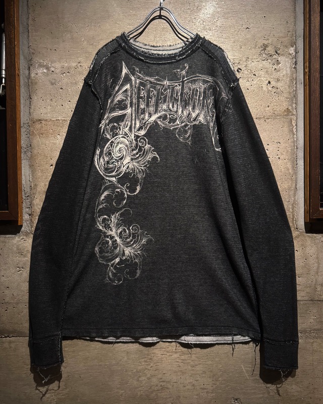 【Caka】“Affliction” "Reversible" Gothic Graphic Thermal L/S T-Shirt