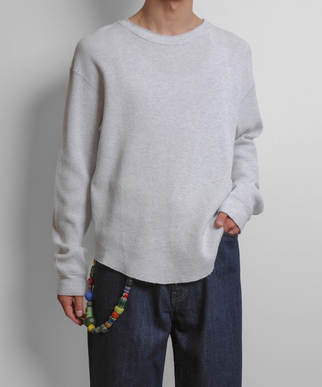 UNUSED / US2596 LONG-SLEEVE WAFFLE T-SHIRT(HEATHER ASH)