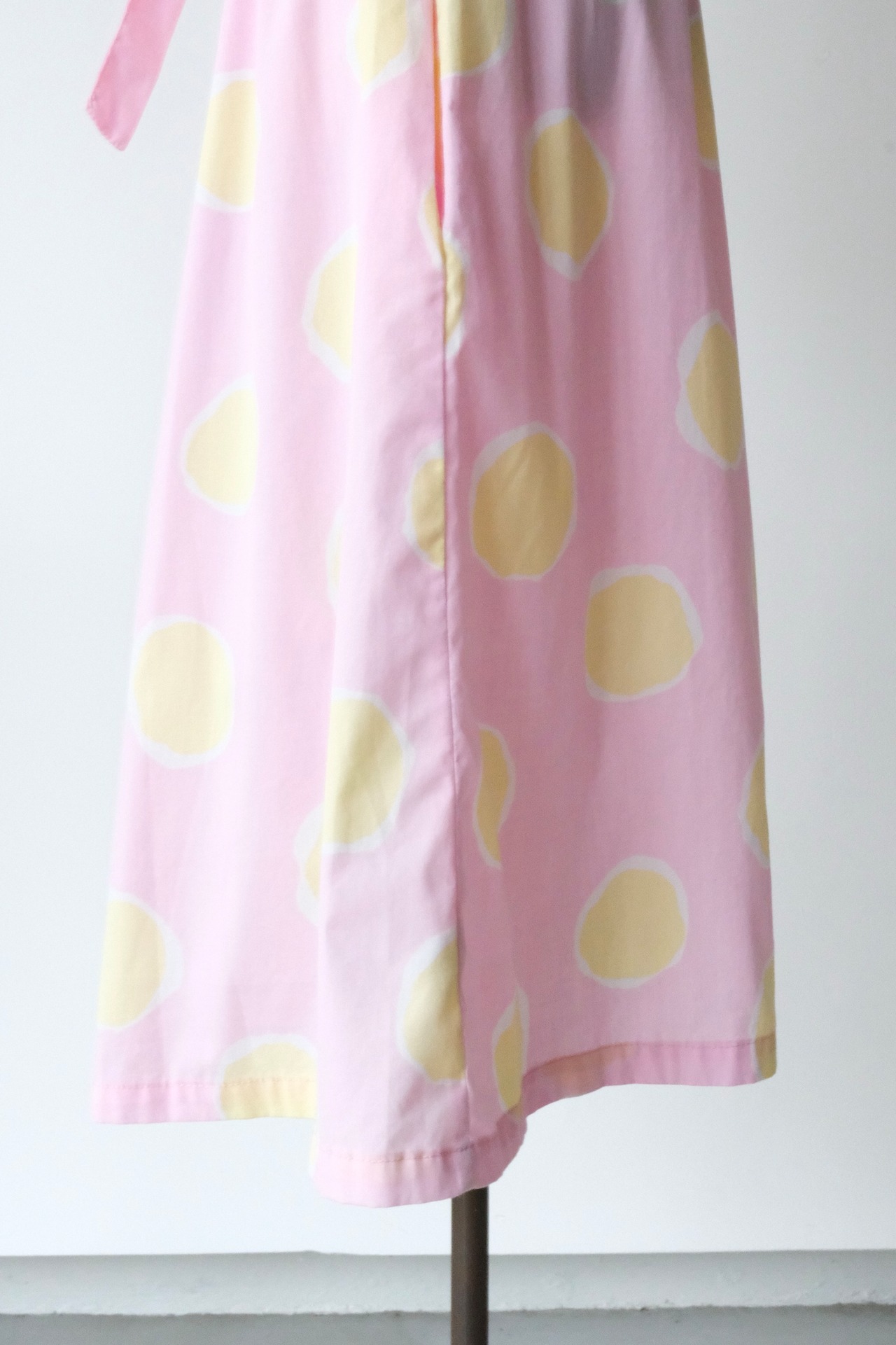 Pink yellow dot short sleeve shirt dress