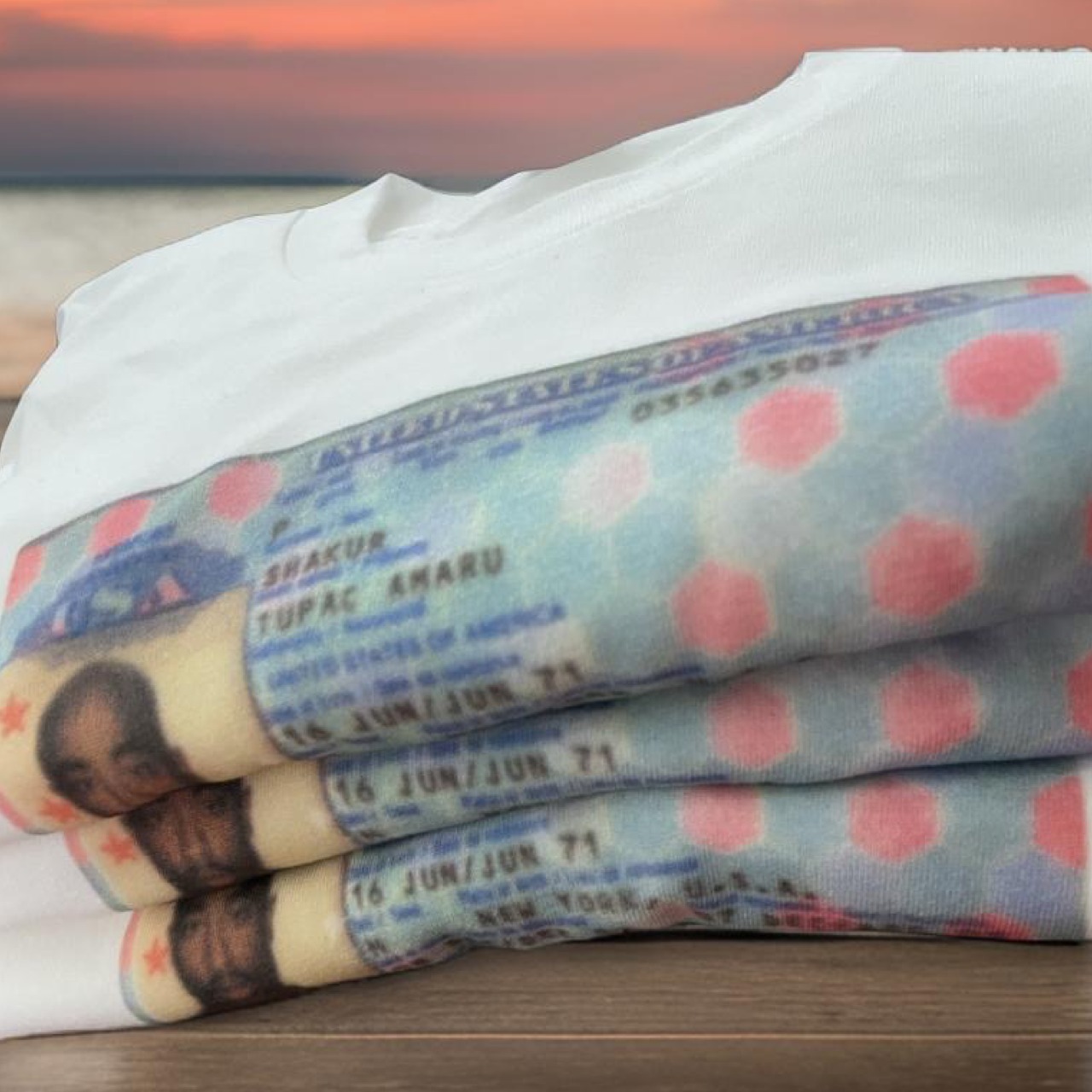 2pac passport print T-shirt white