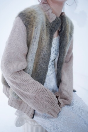 fur × knit blouson