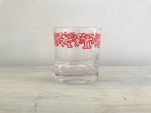 90s Keith Haring dead stock Official Glass RED