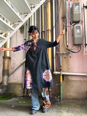 タイダイ Tie-dye チュニック ブラックビューティ 曼荼羅 HD26-22