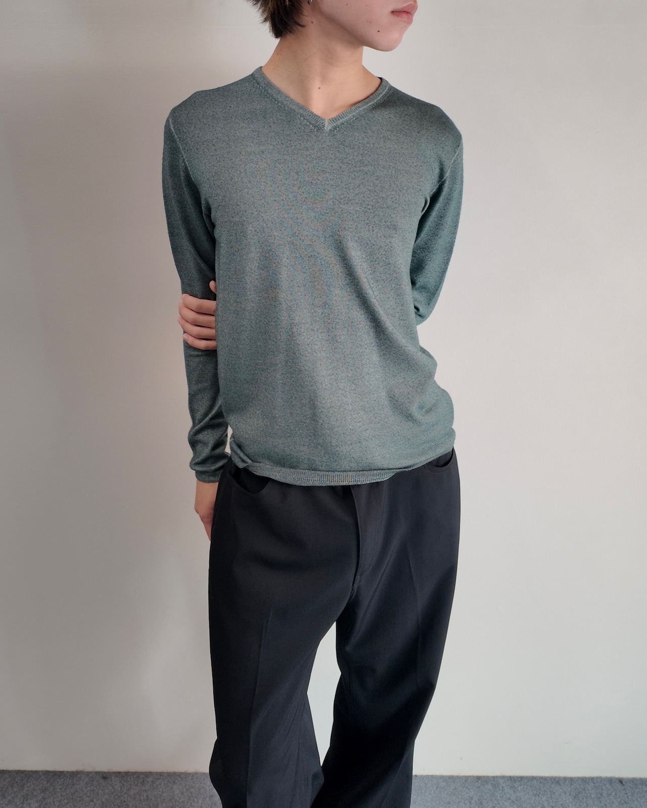 【Costanza di Spirito】light blue v-neck knit