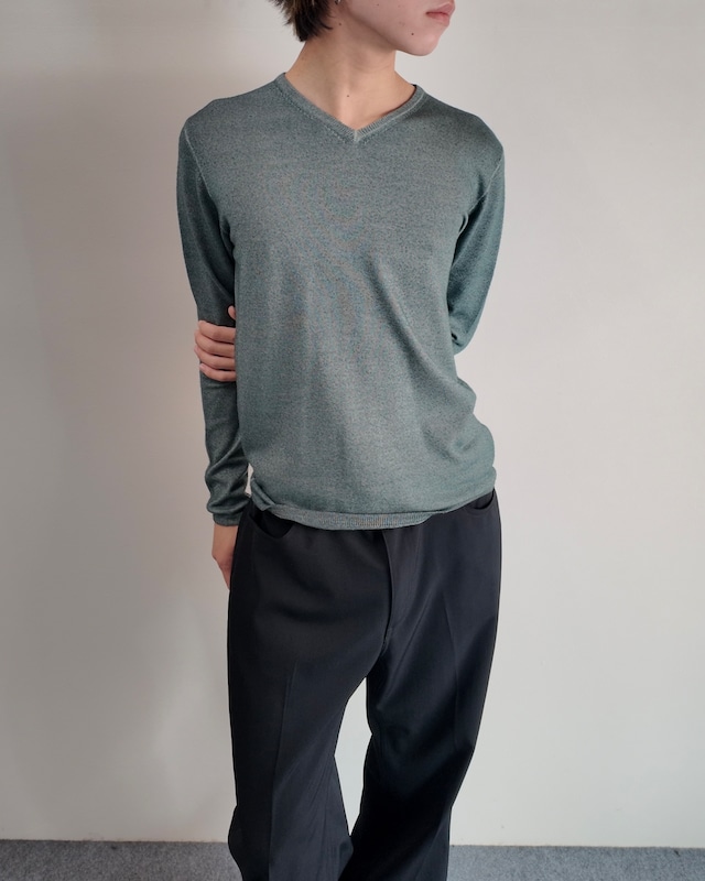 【Costanza di Spirito】light blue v-neck knit