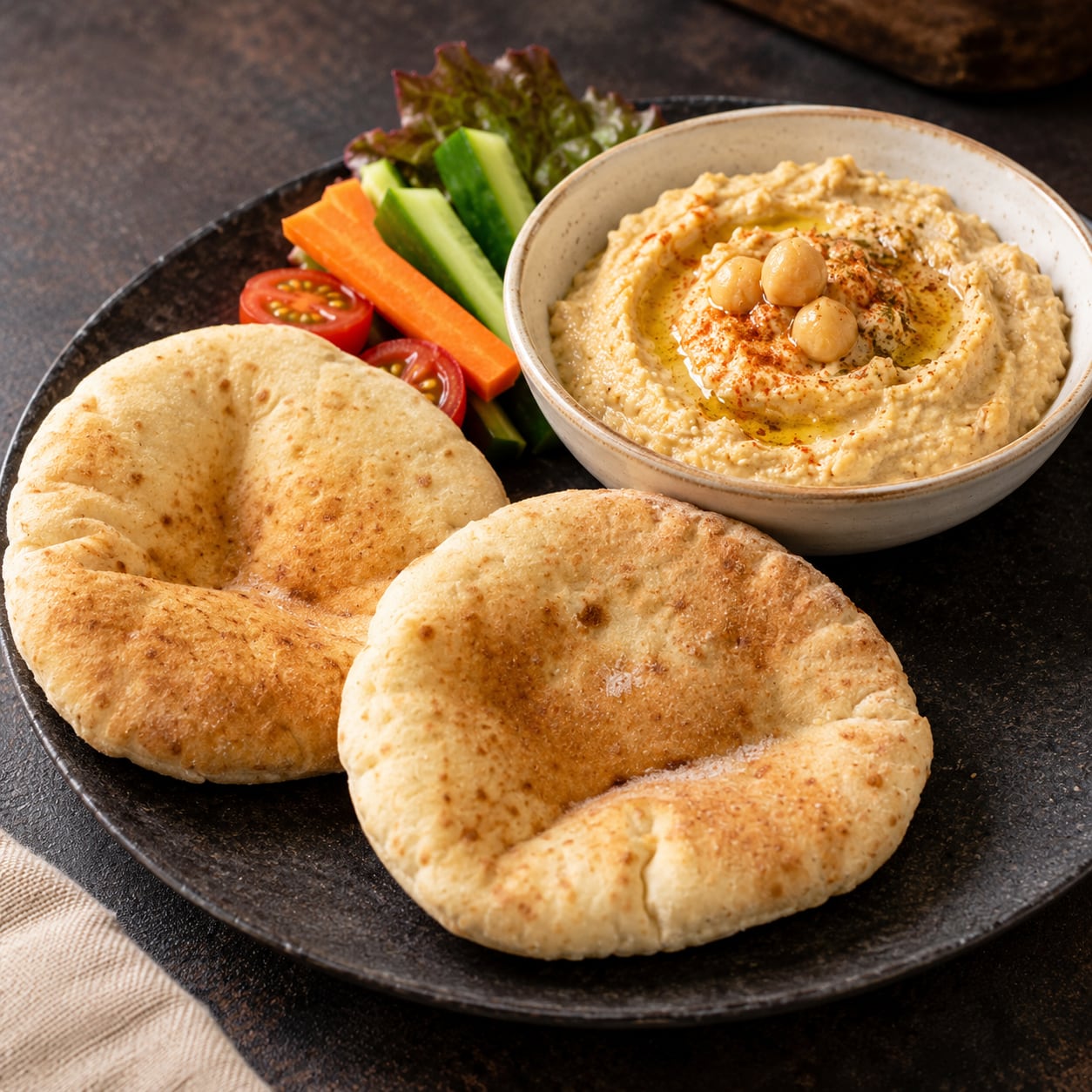 ピタパン&フムスセット|ピタザグレート 手作りピタパン2枚・ひよこ豆ディップ240g 無添加・ヴィーガン対応【冷凍】Pita×2 / Hummus 240g
