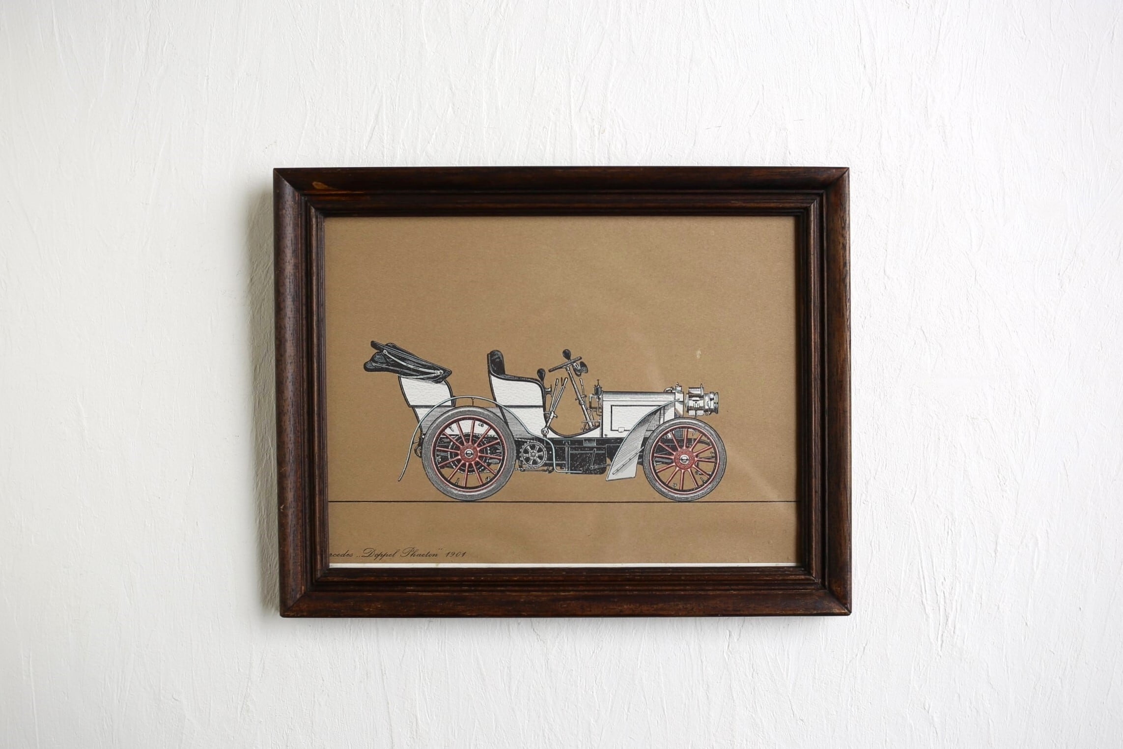 フランス アンティーク ヴィンテージ 額絵 『Mercedes Doppel Phaeton』木枠 N-02200