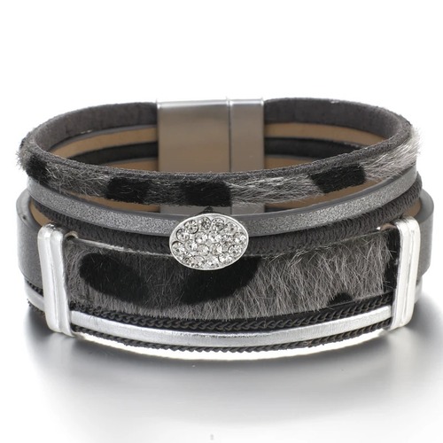 ブレスレット  動物 アニマル クリスタル ビンテージ ヒョウ ハート レザー レディース メンズ 印刷 プリント レオパード