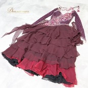 社交ダンス 衣装 白樺ドレス スタンダードドレス ワンピース ドレス スタンダード フロート レース 紫 茶色 デモ 競技 ダンス パーティ 発表会 上品 綺麗 フリル パープル系 ブラウン系 ピンク系 上品なデザイン 高級感 二重スカート 華やか コスチューム レディース 社交ダンス衣装 デモ衣装 パーティドレス フロートスカート ショー用 お洒落