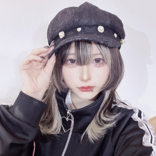 キャスケット ラインストーン カジュアル 秋服コーデ