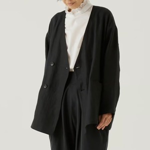 【eLfinFolk】Womens- Linen collerless DB Jacket