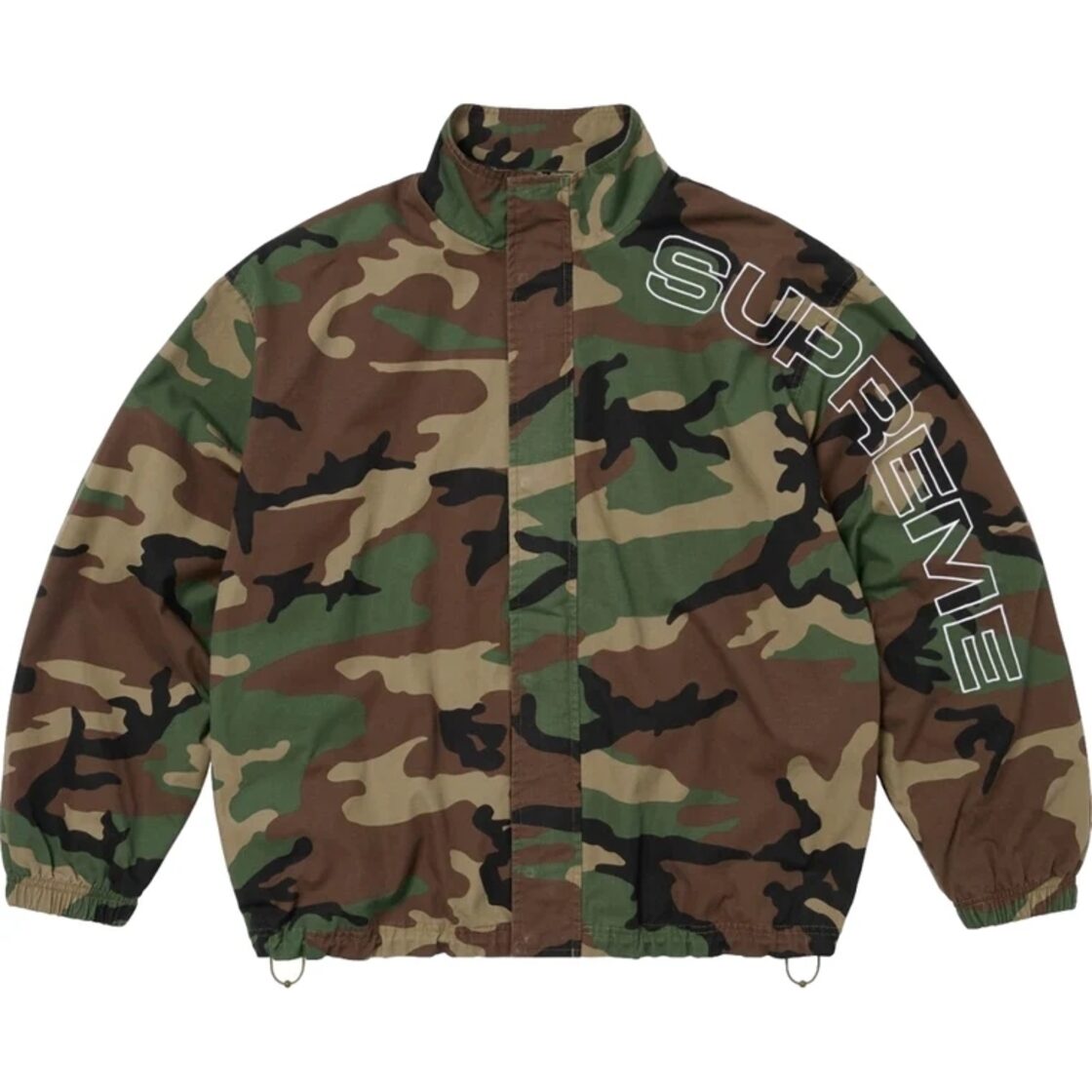 SUPREME SPELLOUT EMBROIDERED RIPSTOP TRACK JACKET-WOODLAND CAMO 