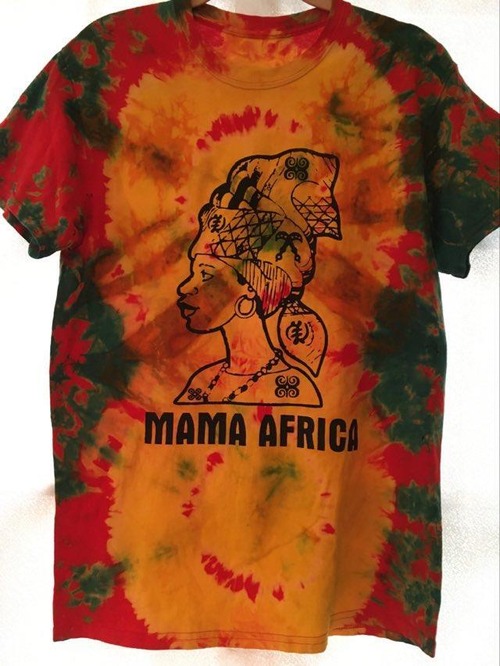 ガーナの手染めTシャツ【M】　MAMA AFRICA-⑥