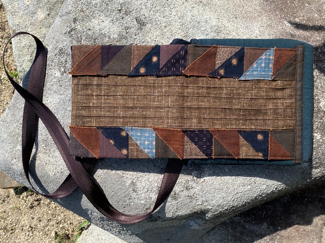 柿渋絣手作りアートショルダーバッグ　現品お届け