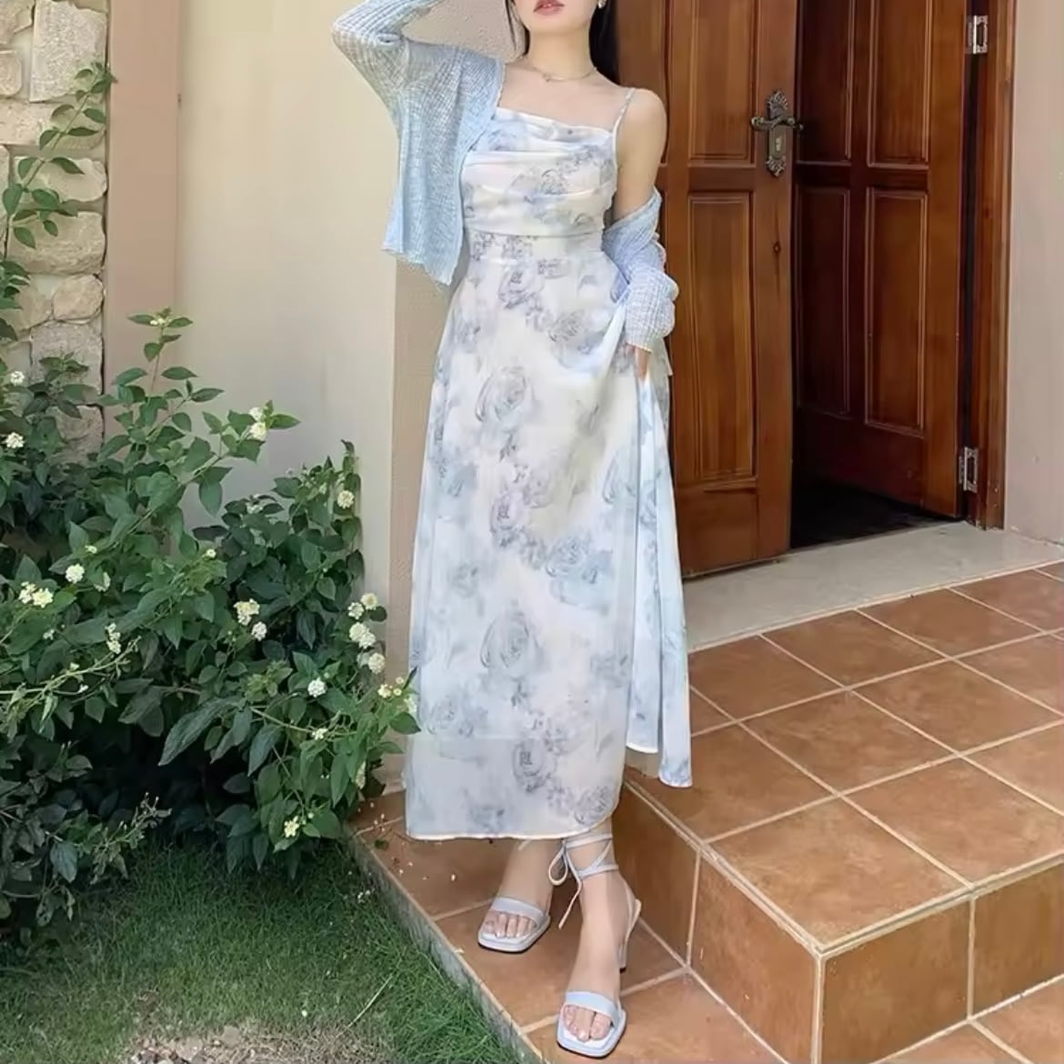 フラワーシフォンワンピース