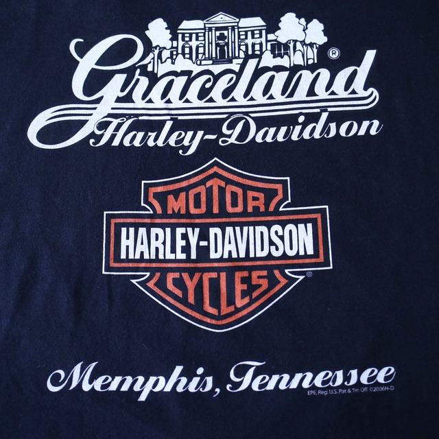 "HARLEY-DAVIDSON" front and back good printed over silhouette h/s tee