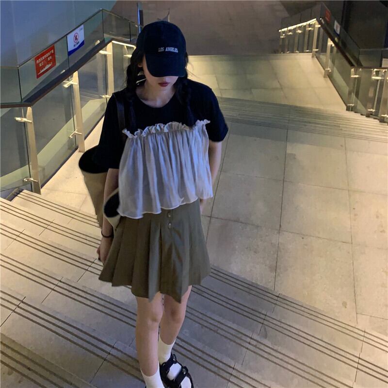 バンドショートTシャツ サマースタイルトップス ストリート 夏物 モンロー98894693022