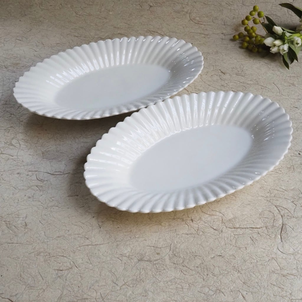 色原 昌希/白磁 オーバル皿