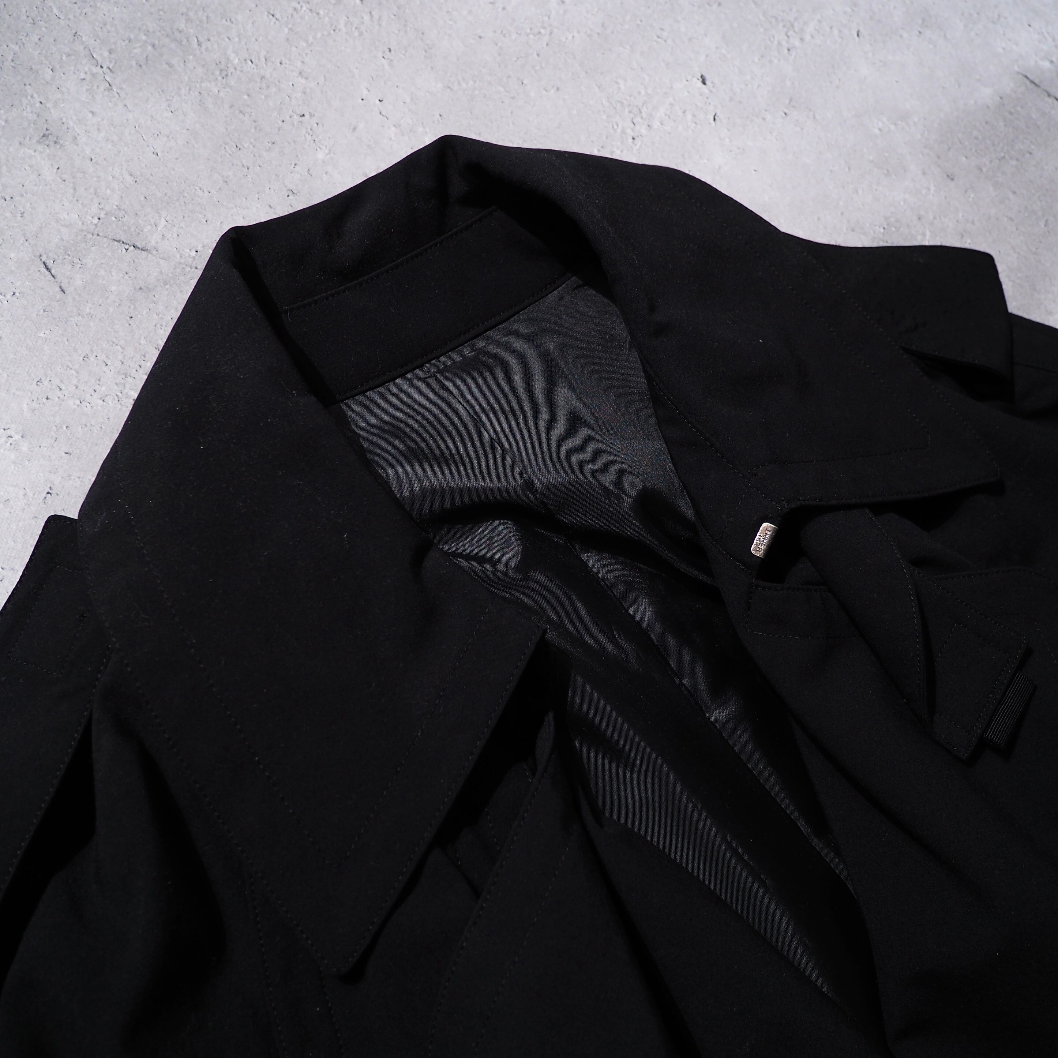 Jean paul GAULTIER HOMME black drape trench coat