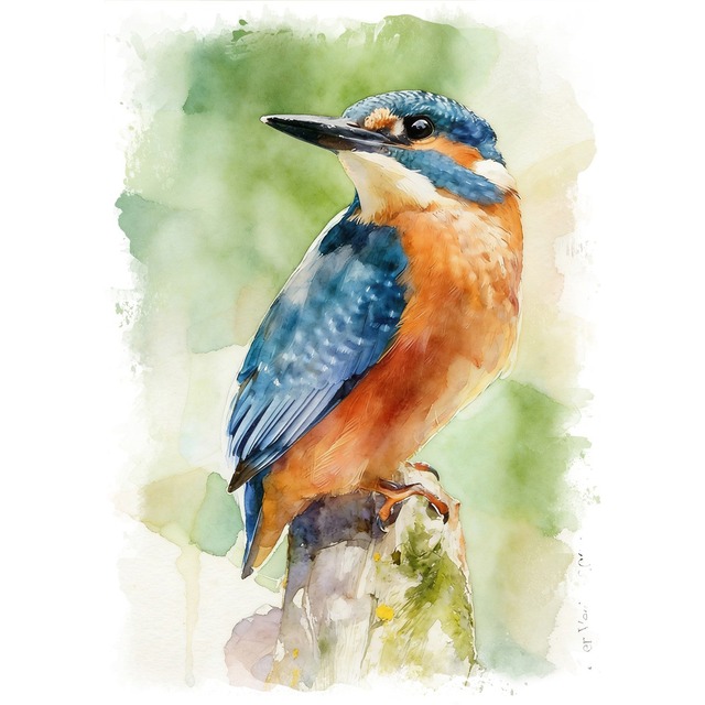 絵画 動物 鳥 カワセミ インテリアアート額付き 水彩画・油絵風 WAT1099