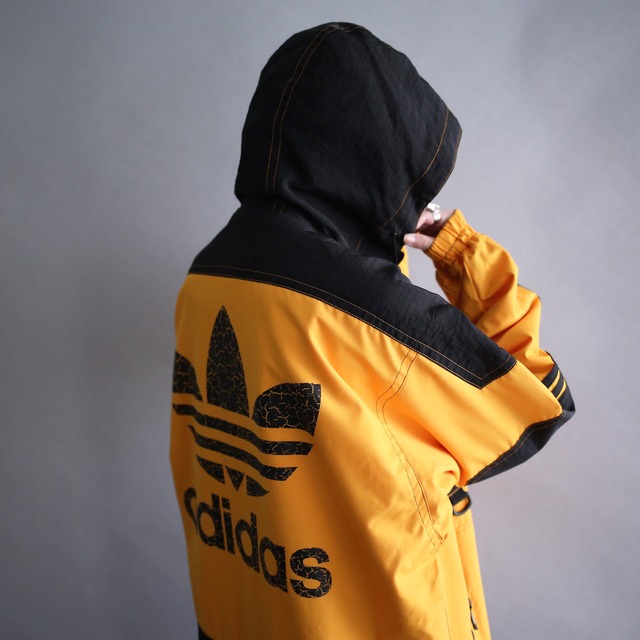 "OLD adidas" bi-color asymmetry design over size anorak parka