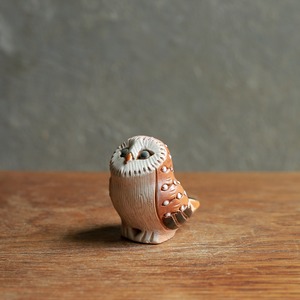 愛らしくこちらを見つめる、華やかなフクロウ（中）