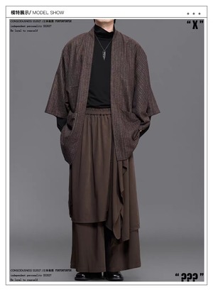 RFDRFD 26AW フェイクレイヤード アシンメトリー ドレープ スカートパンツ
