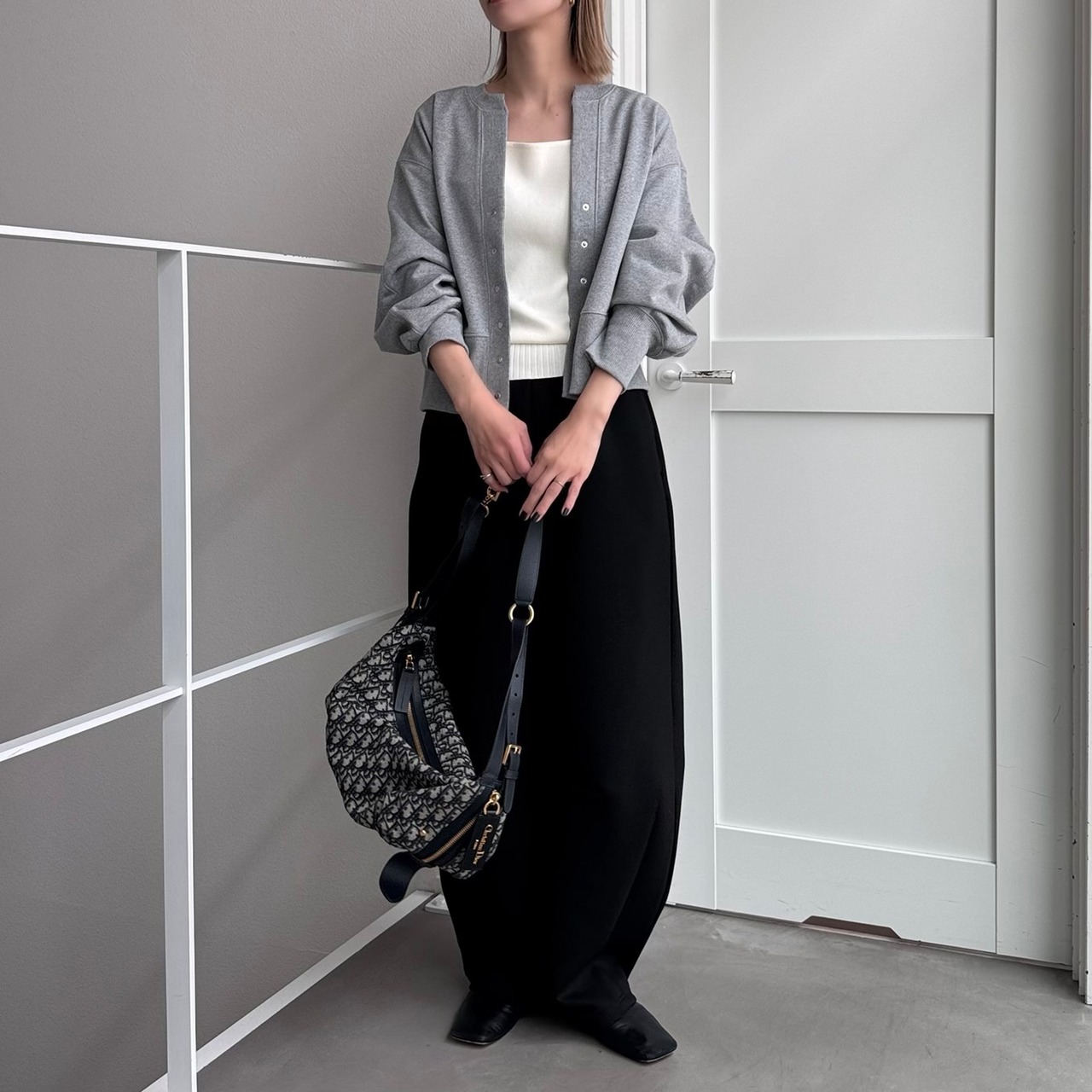 2wayスプリングニットtank/アイボリー