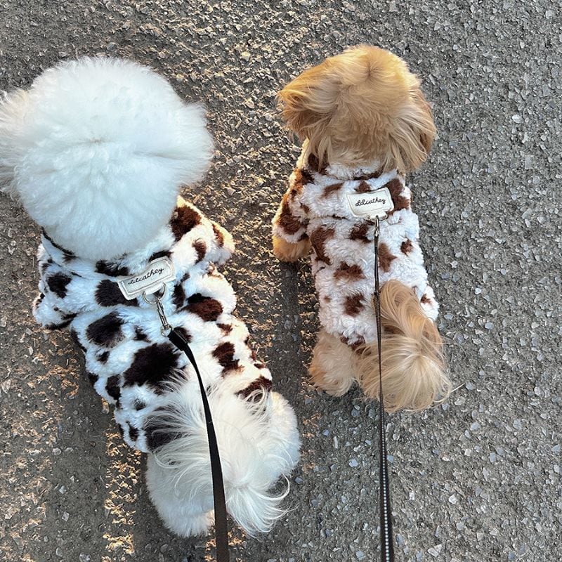 ホルスタイン柄ふわもこボアのトップス 犬服 00555