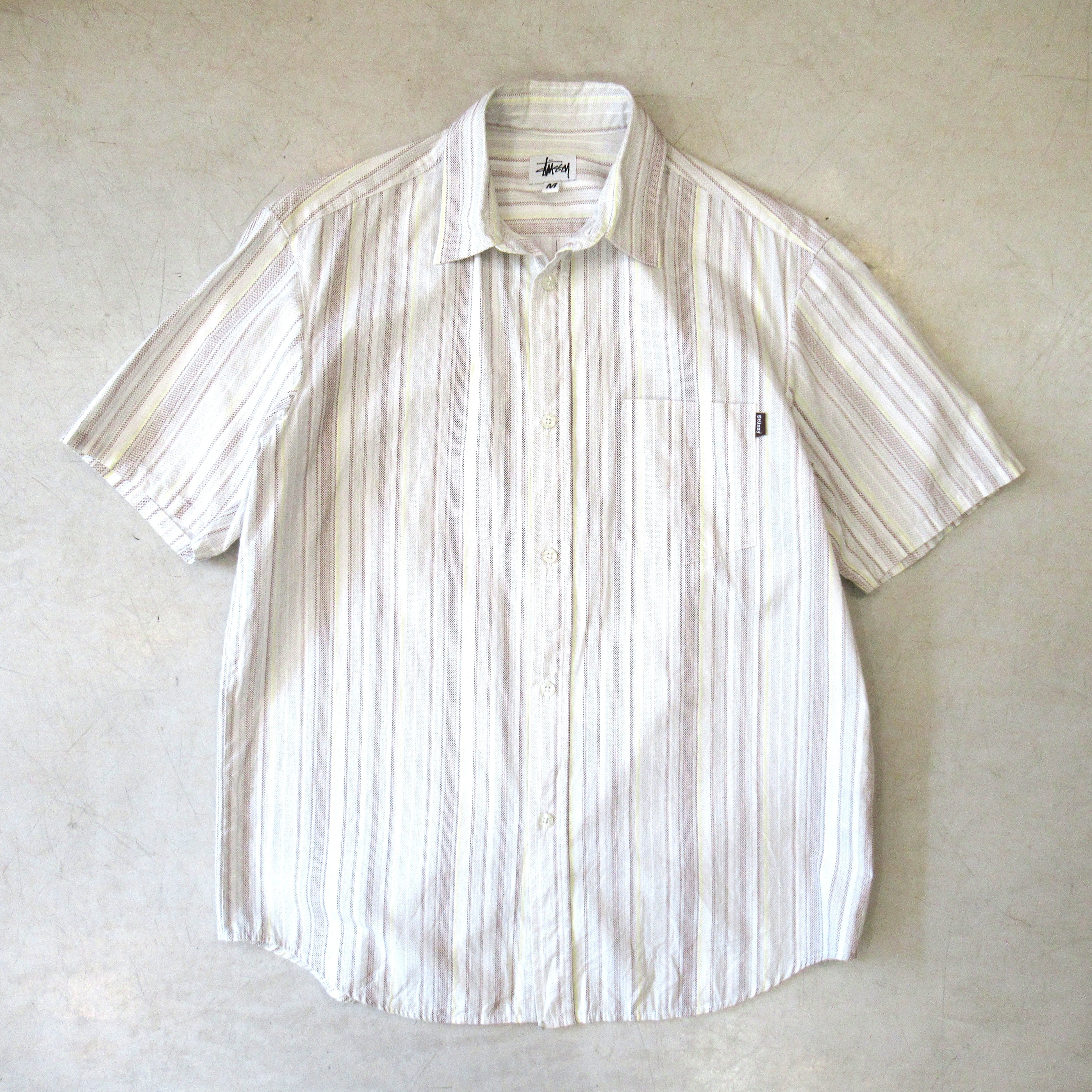 90S Old Stussy Stripe S/S Shirt【M】 | drop by