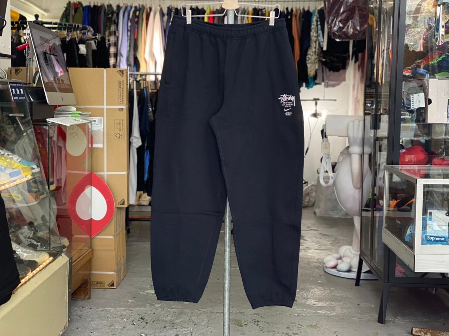 NIKE × STUSSY NRG ZR FLEECE PANT BLACK LARGE DC4227-010 85KH8411  