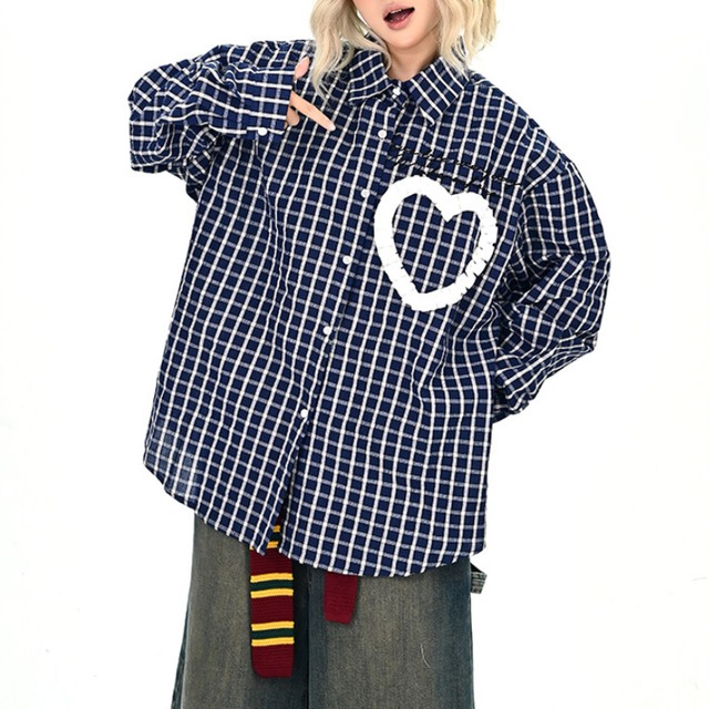 heart point gingham check shirt　ハートポイントギンガムチェックシャツ　J1331