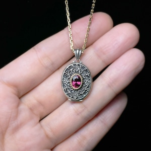 Giselle|ジゼル ロケット ペンダント (K18 & SV925) ロードライトガーネット