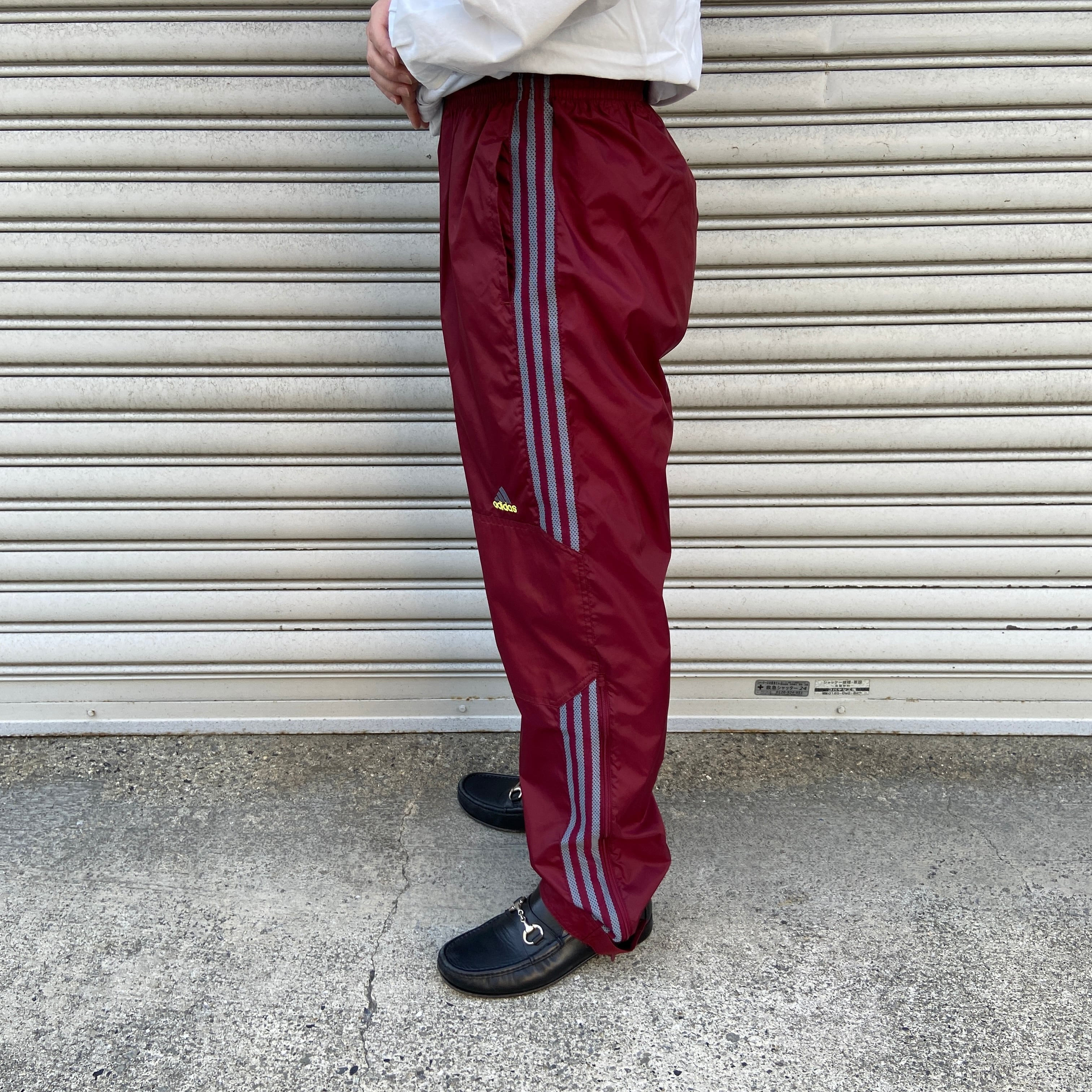 s XL adidas vtg ナイロン パンツ スナップ 白 万国旗