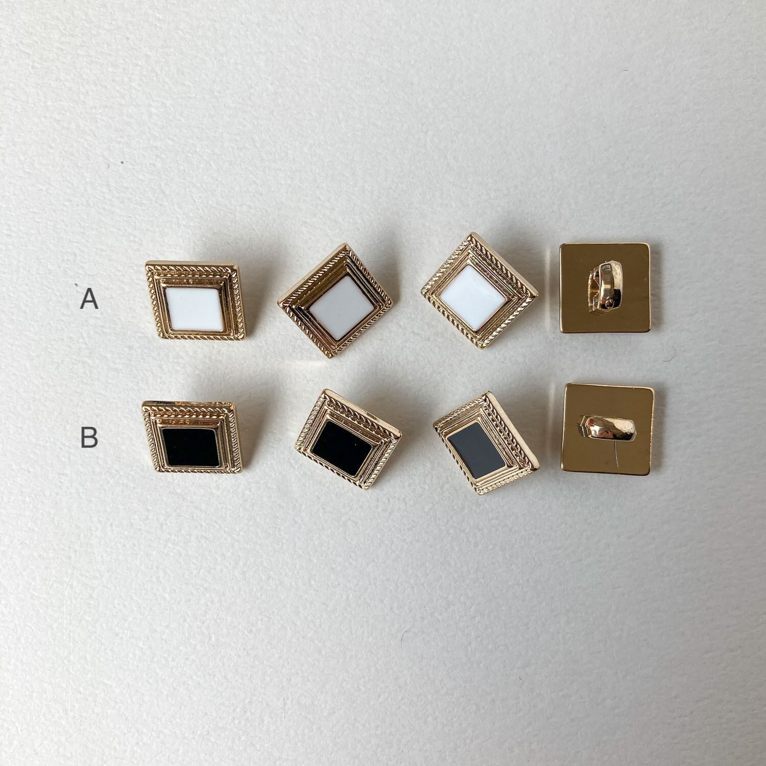 ゴールド縁モノトーン四角ボタンS（11mm） | Dua-アクセサリー