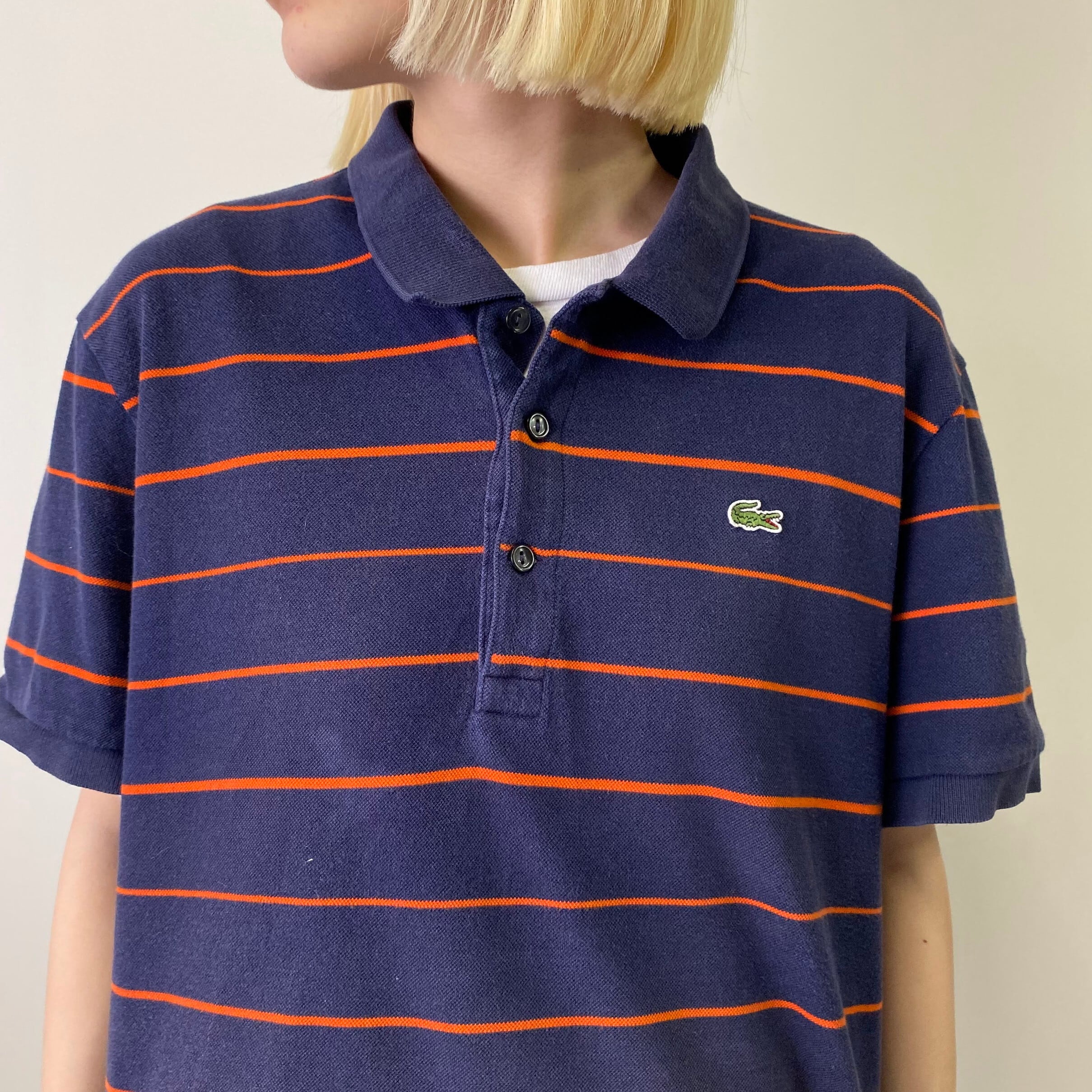 90年代 LACOSTE ラコステ ボーダー ポロシャツ メンズL相当 古着 ...