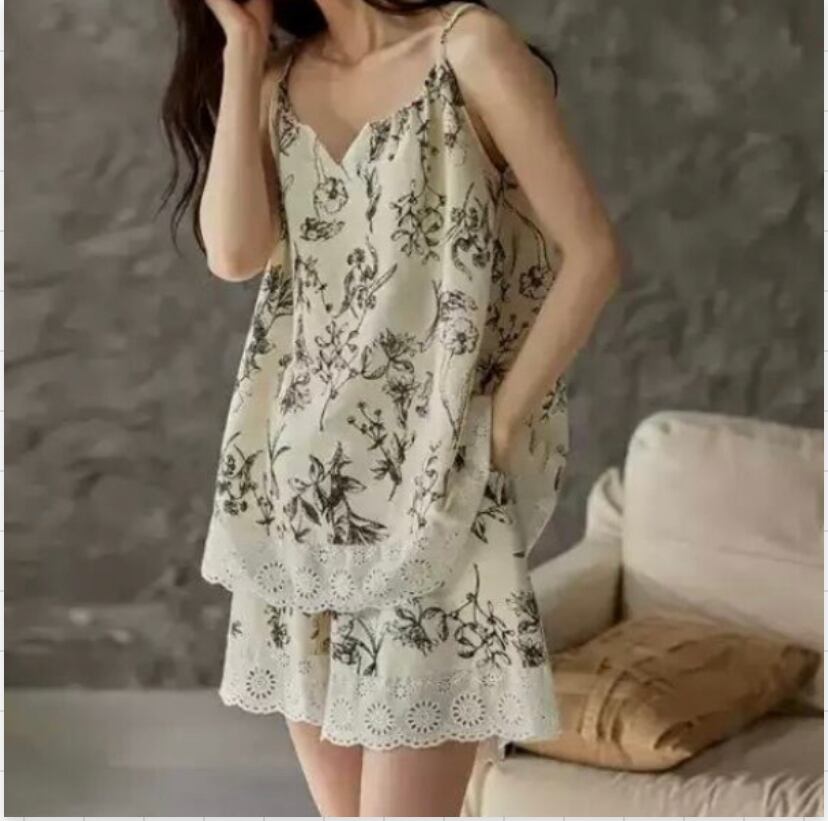 【M-XL】monotone flower pattern pajamas p1429