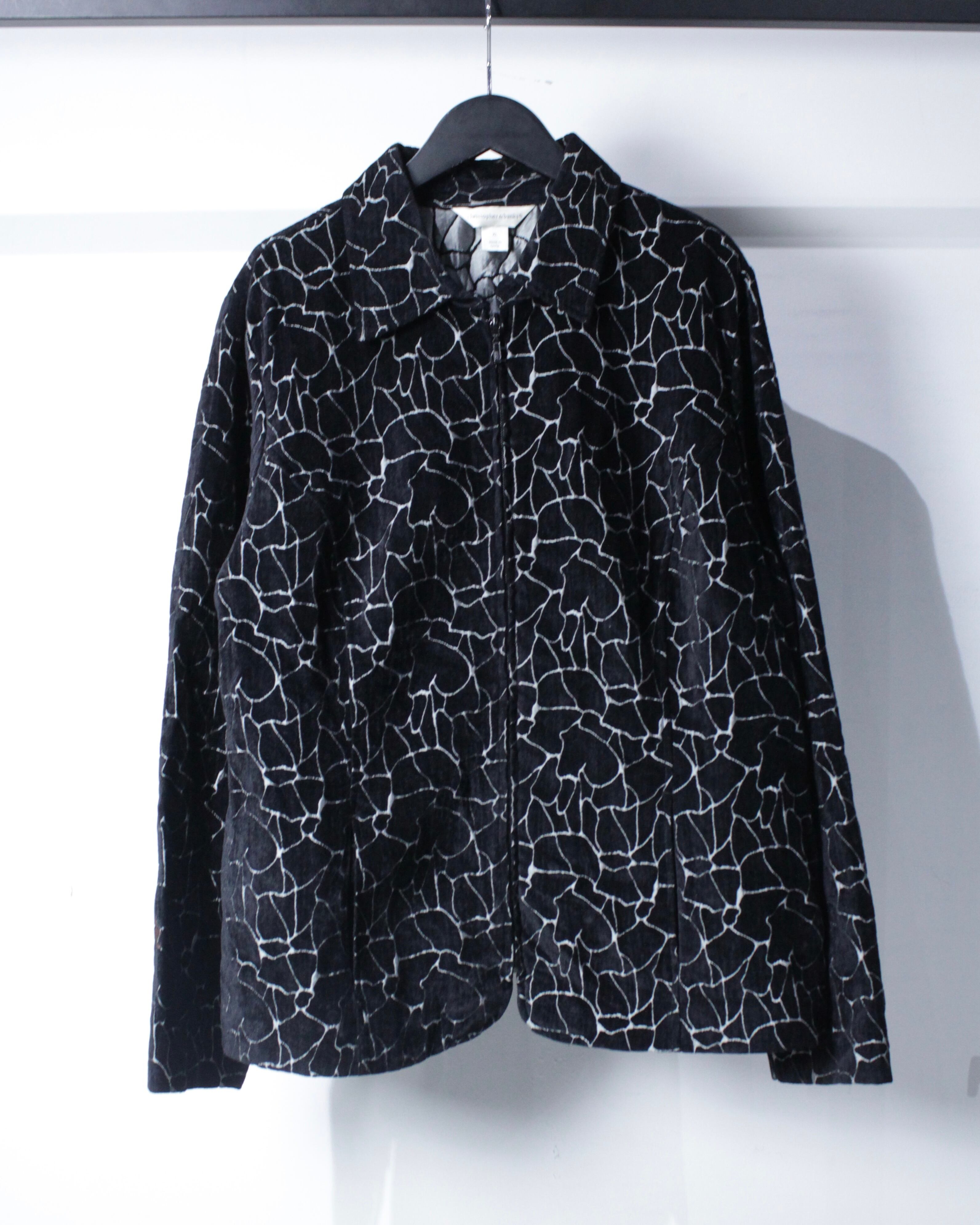 Caka BLACK】Cement Pattern Vintage Zip Up Chenille Jacket | Caka