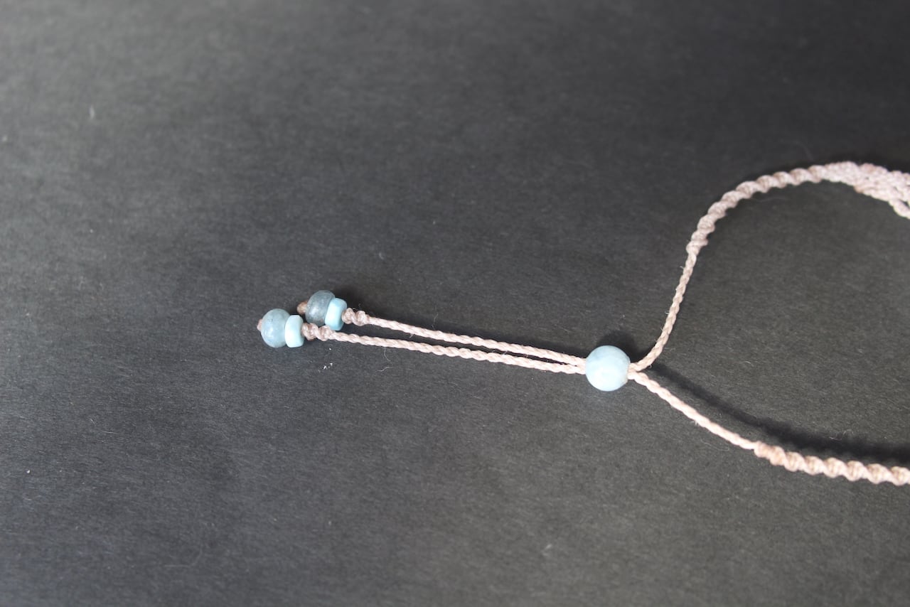 Larimar & Kyanite micro macrame  bracelet