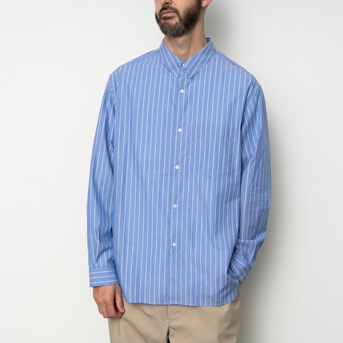 STILL BY HAND " Regular collar shirt ( BLUE STRIPE ) "