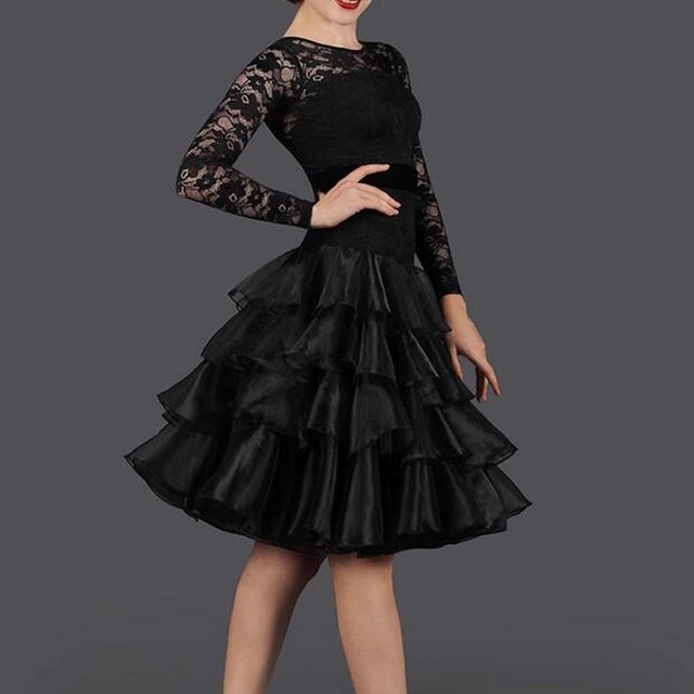 フローラルレーストップ ティアードスカートドレス ds0347