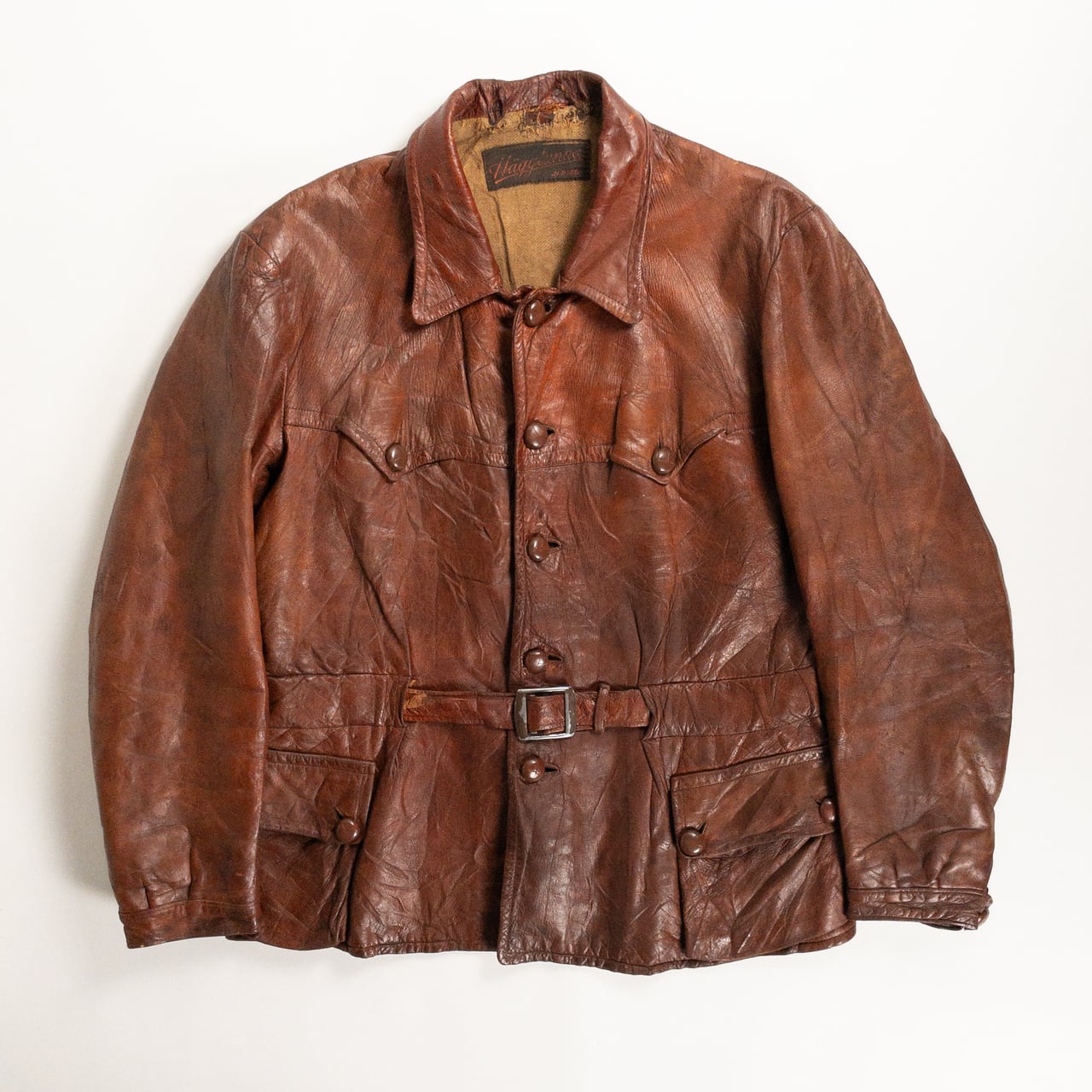 1930-40s "Hägglunds" Swedish Goatskin Red Brown Sport Work Jacket
