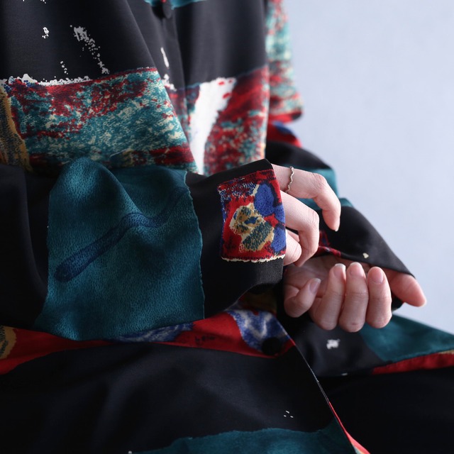 art graphic pattern no-collar shirt jacket