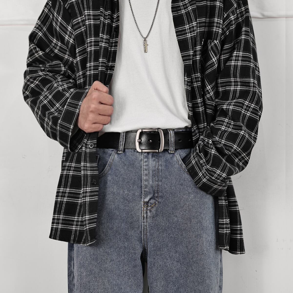 レザーベルト バックルジーンズ 大きめサイズ ハーネス ASURAプラスサイズメンズ39256134345